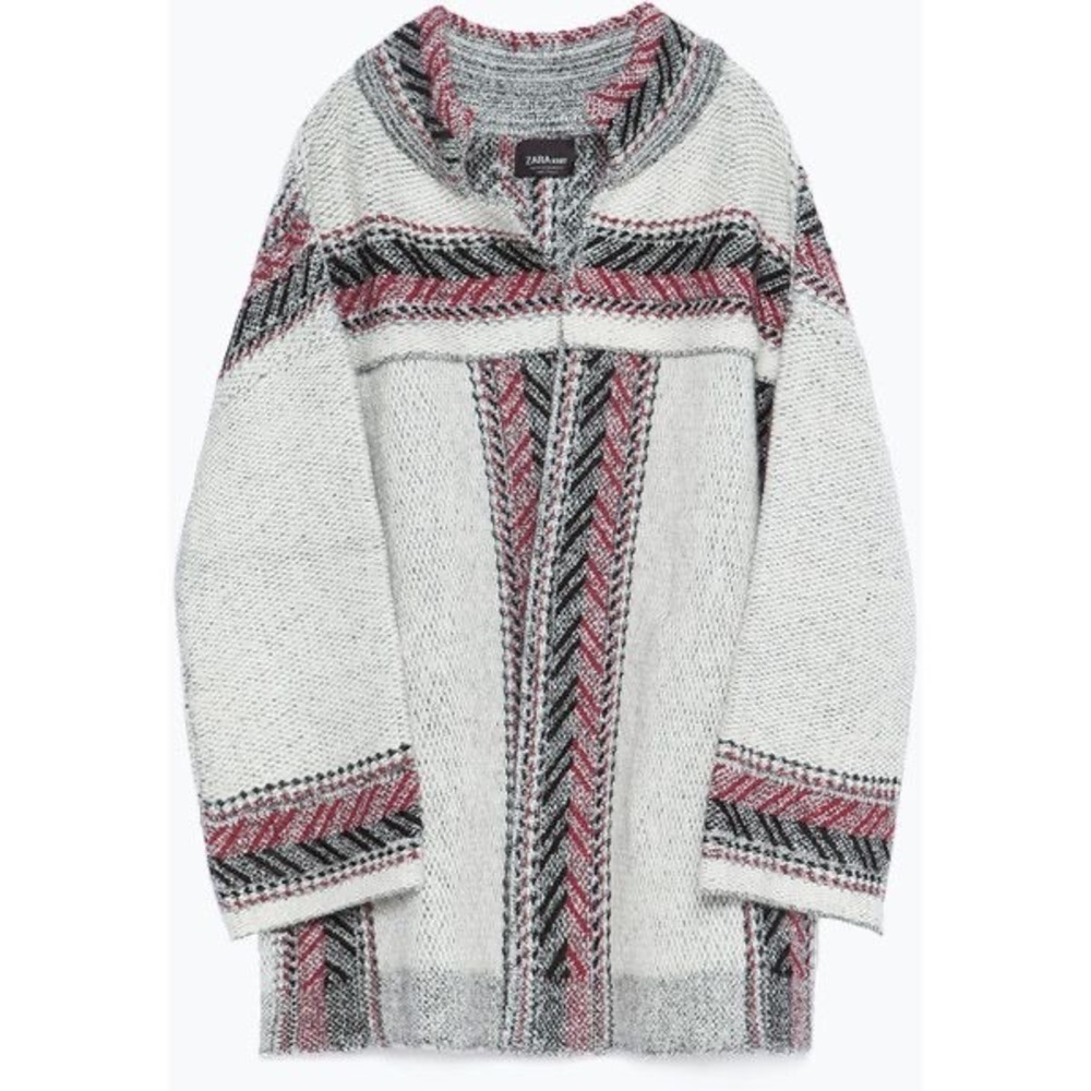 Zara | Ethnic Print Coat Cardigan Knit Size Small